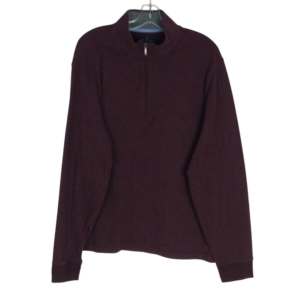 Brooks Brothers Men's 1/4 Zip Sweatshirt Size 2XL Burgundy Long Sleeve Sweater‎